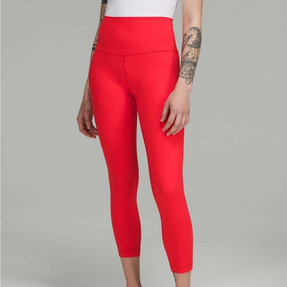 Women's Red High-Waisted Leggings - Picture 2 of 2